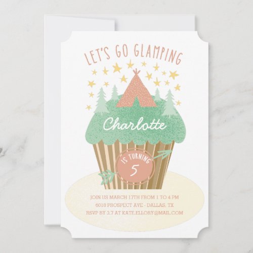 Girls Glamping Birthday Party Invitation