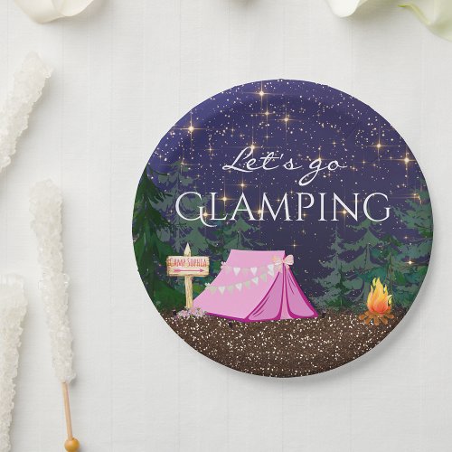 Girls Glamping Birthday Party Paper Plates