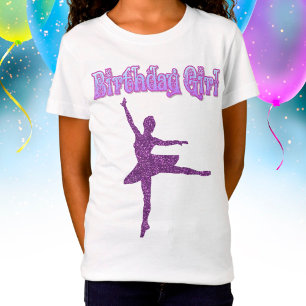 Girls Glitter Ballerina Dance "Birthday Girl" T-Shirt