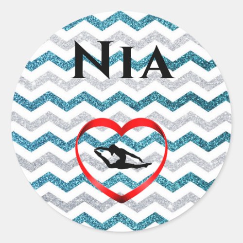 Girls Glitter Chevron Gymnastics Stickers Custom