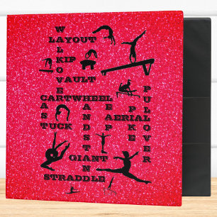 Girls Glitter Gymnastics Crosswords Binder w/ Name