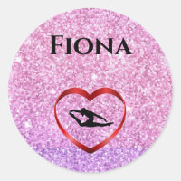 Girls Glitter Gymnastics Stickers Personalized