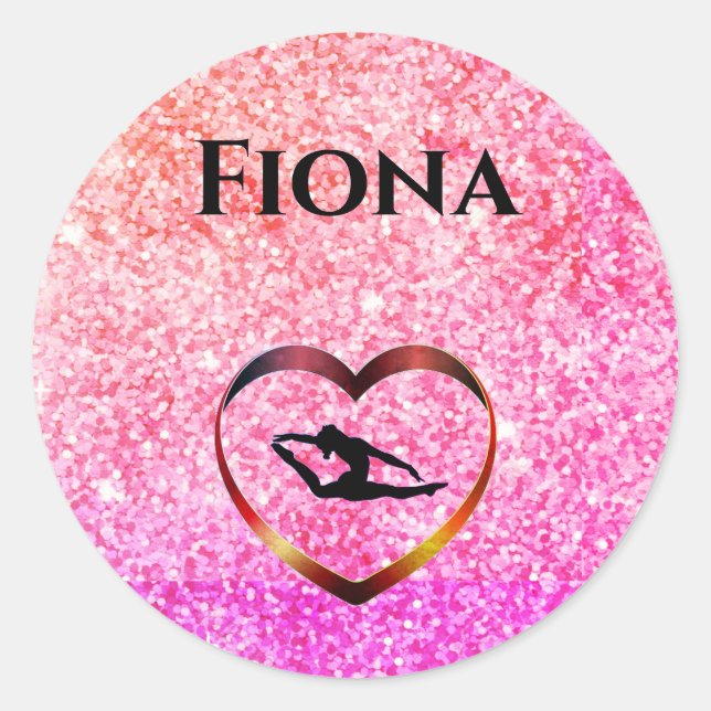 Girls Glitter Gymnastics Stickers Personalized (Front)