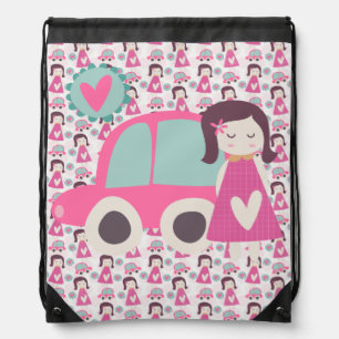 Girls Going Places Drawstring Bag