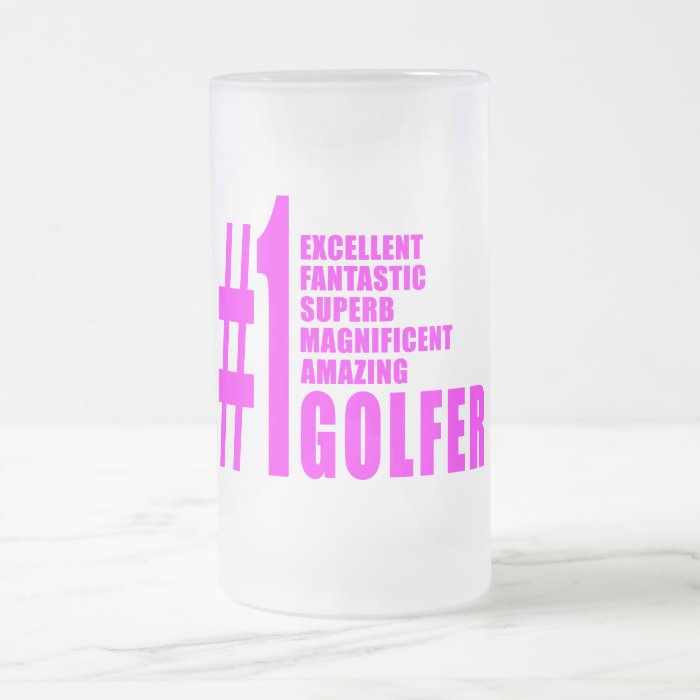 Girls Golf Golfers  Pink Number One Golfer Glass Beer Mug