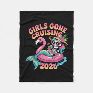 Girls Gone Cruising 2026 Mermaid Flamingo Vacation Fleece Blanket