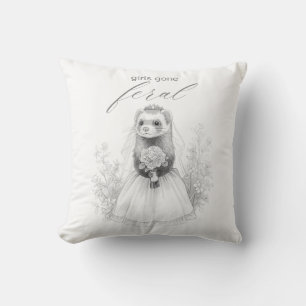 Girls Gone Feral Bachelorette Racoon Wedding Throw Pillow