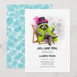 Girls Gone Feral Funny Bachelorette Pool Party Invitation