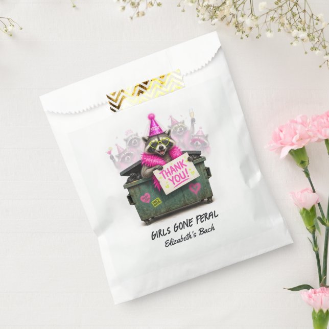 Girls Gone Feral Funny Raccoon Bachelorette Party Favor Bag (Sealed)