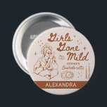 Girls Gone Mild Bachelorette Party Spa Robe Button<br><div class="desc">Attach these buttons to all your girls spa robes so you don't mix them up! Our Girls Gone Mild collection is perfect for pajama bachelorette parties, spa days, self-care celebrations, and girls weekends getaways. Featuring a hand-drawn woman in a towel sipping coffee, this stylish design adds a peaceful, playful vibe...</div>
