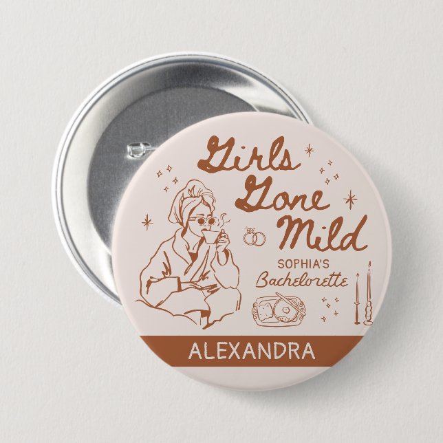 Girls Gone Mild Bachelorette Party Spa Robe Button (Front & Back)