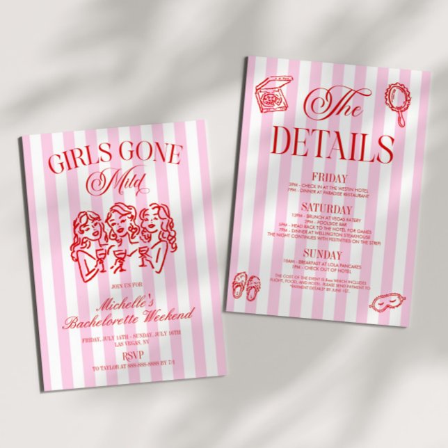 Girl's Gone Mild Bachelorette Weekend Party Invitation (Creator Uploaded)