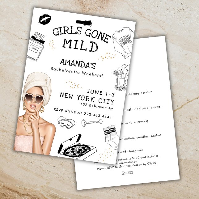 Girls Gone Mild Bachelorette Weekend Spa Itinerary Invitation (Creator Uploaded)