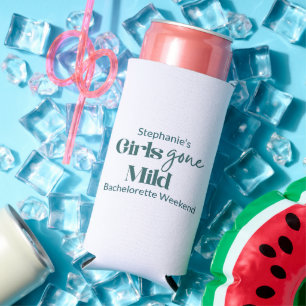 Girls Gone Mild Bachelorette Weekend Teal & White Seltzer Can Cooler