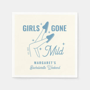 Girls Gone Mild Blue Trendy Spa Bachelorette Napkins