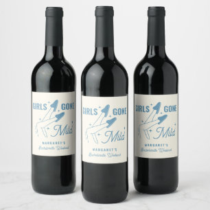 Girls Gone Mild Blue Trendy Spa Bachelorette Wine Label