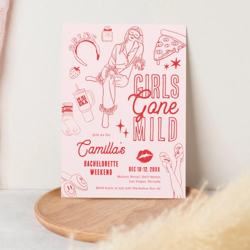 Girls Gone Mild Blush Bachelorette Weekend Invitation