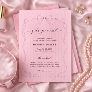 Girls Gone Mild Bow Stripe Bachelorette Weekend Invitation