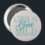 Girls Gone Mild – Custom Bachelorette Design Button<br><div class="desc">Not every bachelorette party needs to be wild—and that’s exactly the vibe of this cheeky “Girls Gone Mild” design! Featuring elegant dusty blue typography with a playful twist, this graphic is perfect for bridal parties who prefer matching loungewear over late-night shots. Great for introverted brides, book-club besties, or anyone looking...</div>