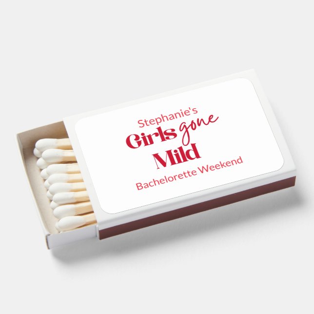 Girls Gone Mild Minimalist Bachelorette Weekend Matchboxes (Front Open)