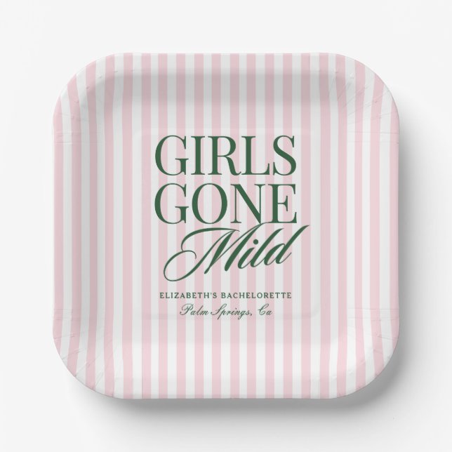 Girls Gone Mild Pajama Spa Bachelorette Weekend Paper Plates (Front)