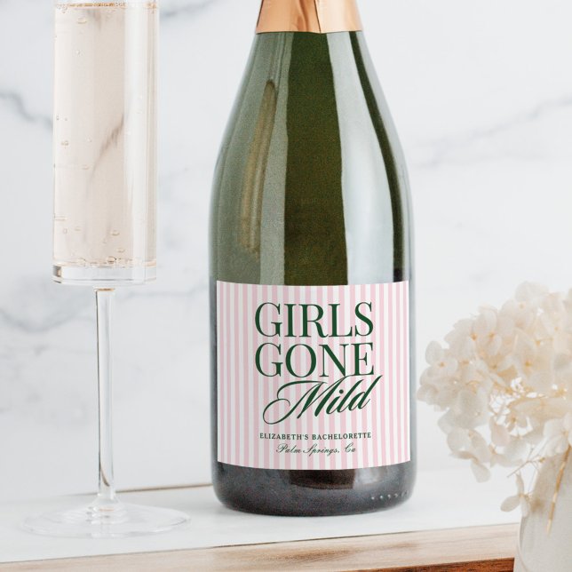 Girls Gone Mild Pajama Spa Bachelorette Weekend Sparkling Wine Label (Creator Uploaded)
