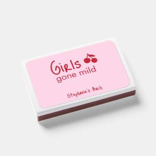 Girls Gone Mild Pink and Cherry Red Bachelorette   Matchboxes