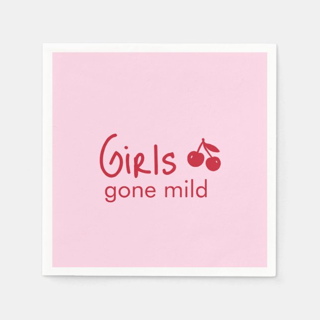 Girls Gone Mild Pink and Cherry Red Bachelorette   Napkins (Front)