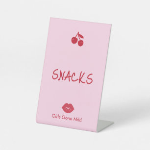 Girls Gone Mild Pink and Cherry Red Bachelorette Pedestal Sign