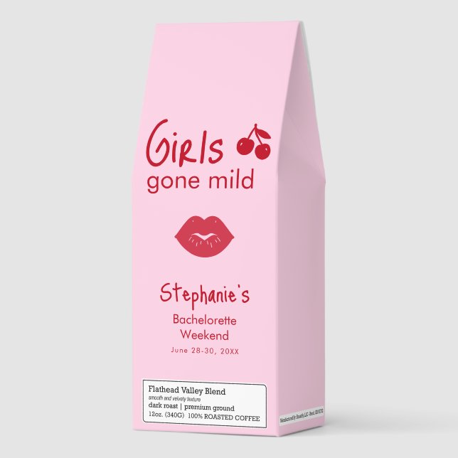 Girls Gone Mild Pink and Cherry Red Bachelorette   Roasted Coffee (Front)