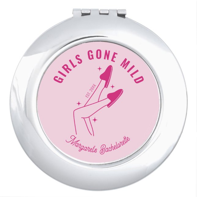 Girls Gone Mild Pink Spa Bachelorette Compact Mirror (Front)