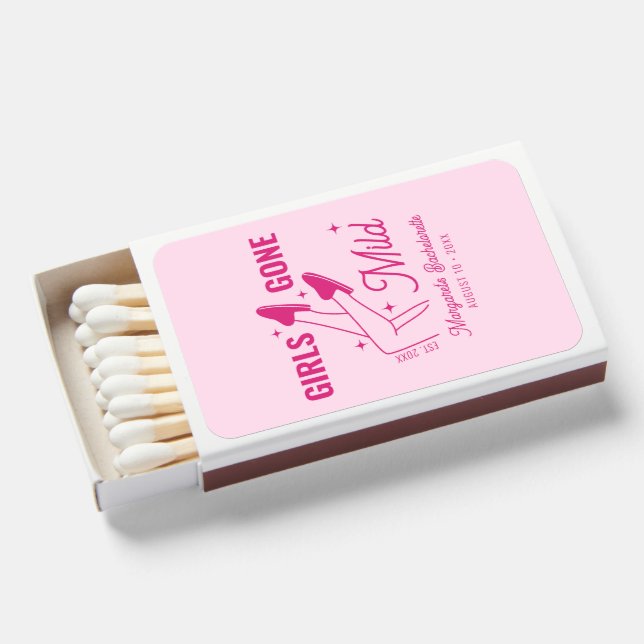 Girls Gone Mild Pink Spa Bachelorette Weekend Matchboxes (Front Open)