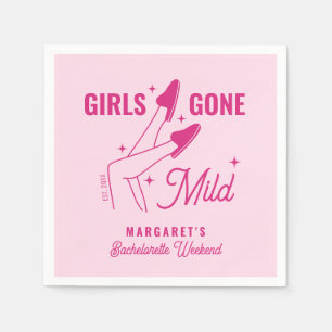 Girls Gone Mild Pink Trendy Spa Bachelorette Napkins