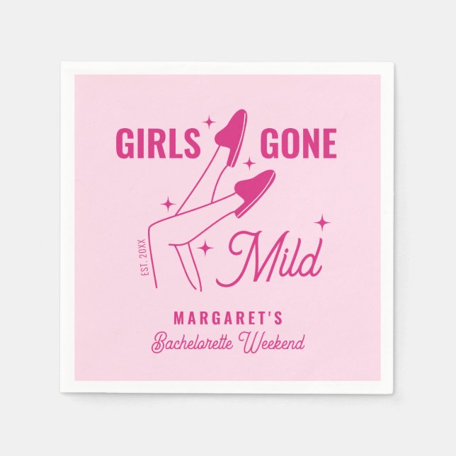 Girls Gone Mild Pink Trendy Spa Bachelorette Napkins (Front)