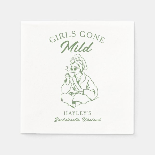 Girls Gone Mild Sage Green Bachelorette Party Napkins (Front)