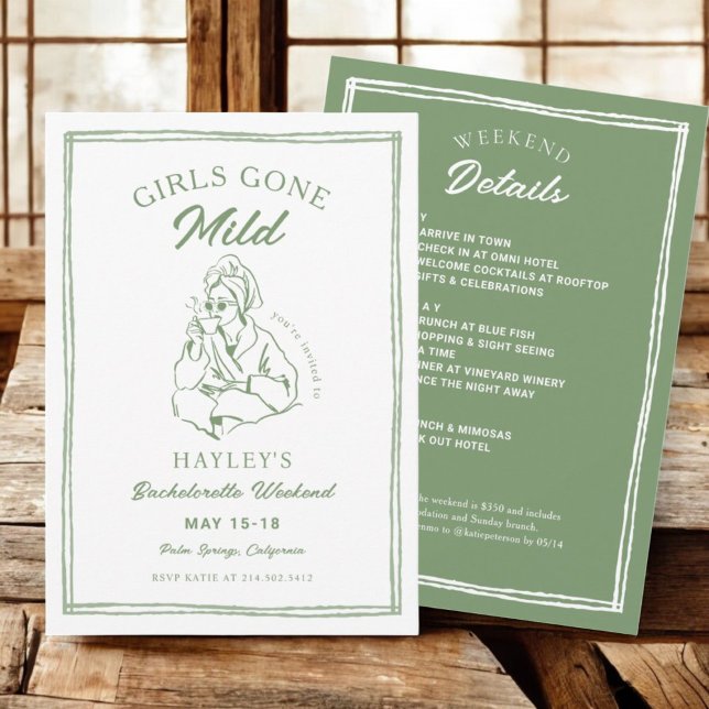 Girls Gone Mild Spa Bachelorette Party Itinerary Invitation (Creator Uploaded)