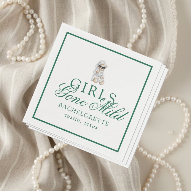Girls Gone Mild Spa Bear Bachelorette Napkins (Not every bachelorette party needs to be wild—and that’s exactly the vibe Girls Gone Mild!)