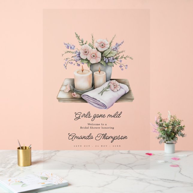 Girls Gone Mild Spa Bridal Shower Welcome Acrylic Sign (Wedding)