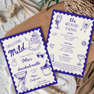 Girls Gone Mild Spa Day Bachelorette Hand Drawn Invitation