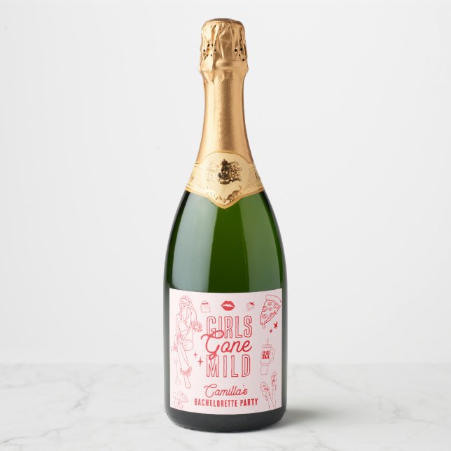 Girls Gone Mild Spa Pajama Bachelorette Party Sparkling Wine Label (Front)