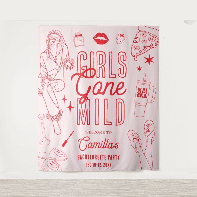 Girls Gone Mild Spa Pajama Bachelorette Party Tapestry (Front)