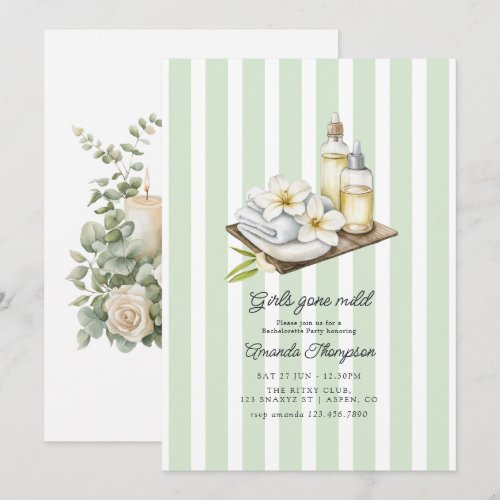 Girls Gone Mild Spa Wellness Bachelorette Party Invitation