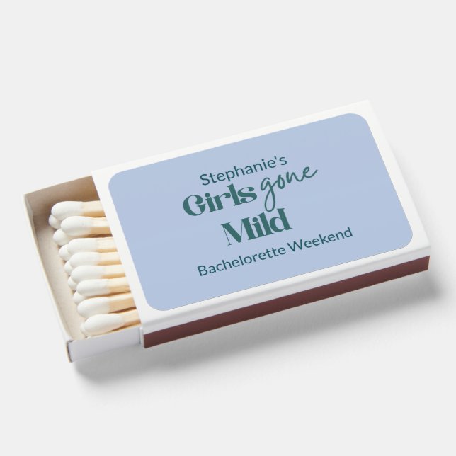 Girls Gone Mild Unique Script Bachelorette Weekend Matchboxes (Front Open)