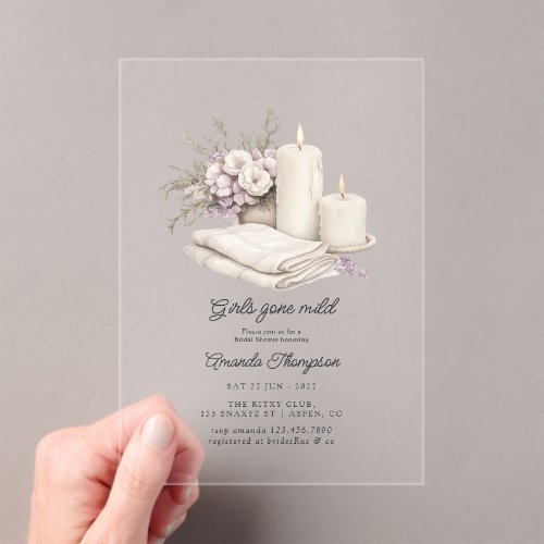Girls Gone Mild Wellness Spa Bridal Shower Acrylic Invitations