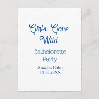 girls gone wild bachelorette party blue name retro postcard