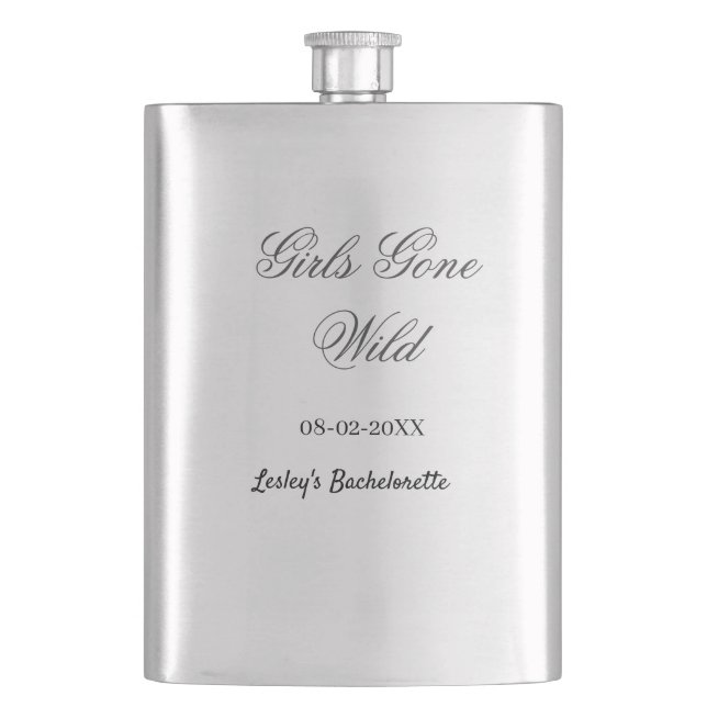 Girls Gone wild Bachelorette party name date bride Flask (Front)