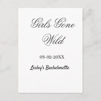 Girls Gone wild Bachelorette party name date bride Postcard