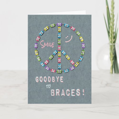 Girls Goodbye Braces Congratulations Peace Sign Card