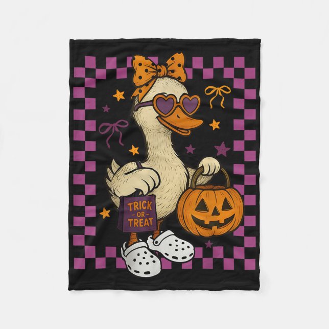Girls Goose Halloween Spooky Goosey Silly Goose Pu Fleece Blanket (Front)