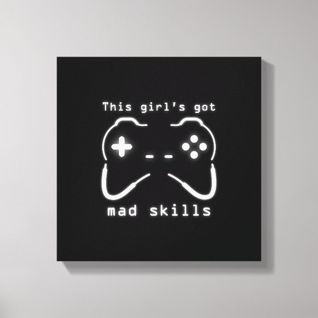 Girl's Got Mad Skills Video Game Controller Canvas (Front)